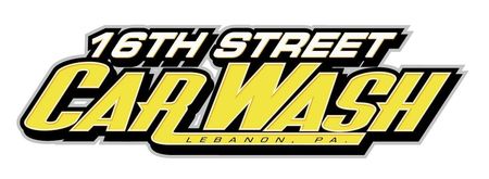 16th Street Car Wash logo in black, white, and yellow with “Leesburg, PA” tagline