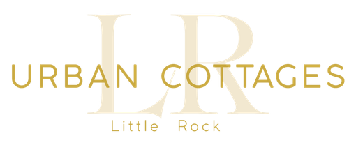 A logo for urban cottages little rock on a white background.