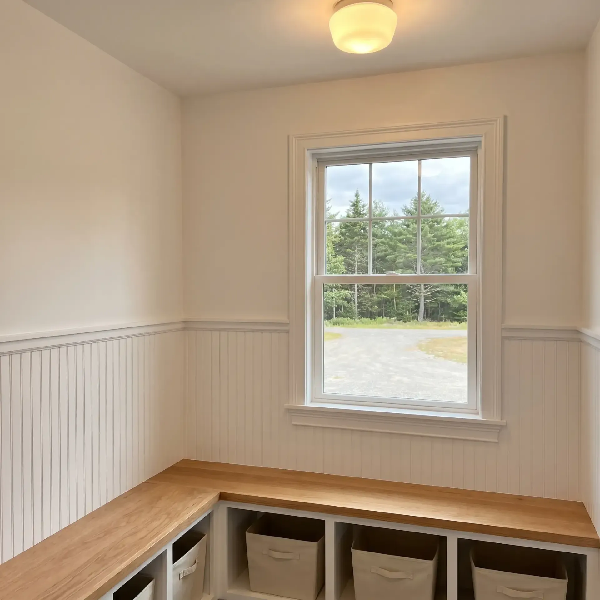 Finished mudroom addition Buxton ME Legacy Construction