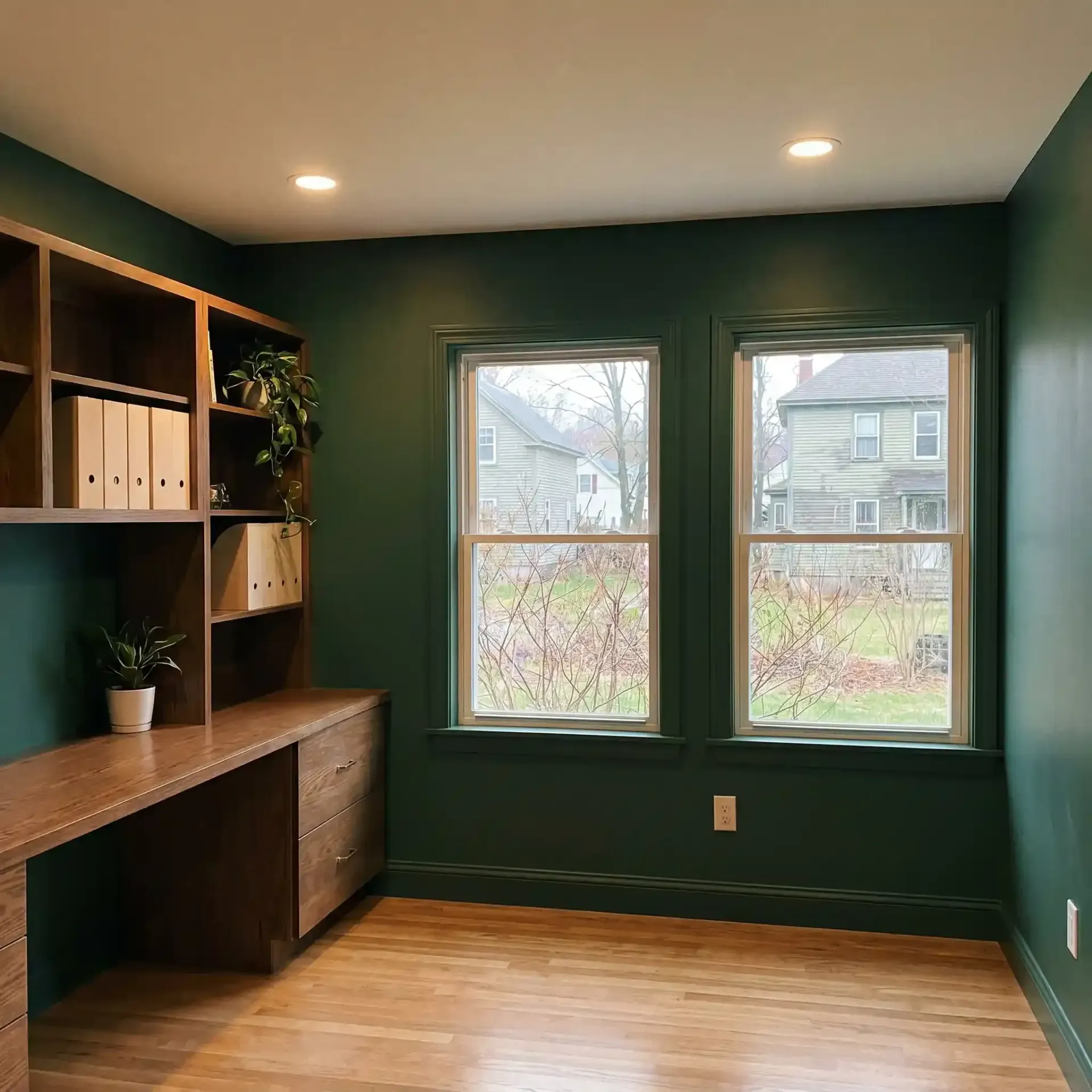 Finished home office addition Sanford ME Legacy Construction