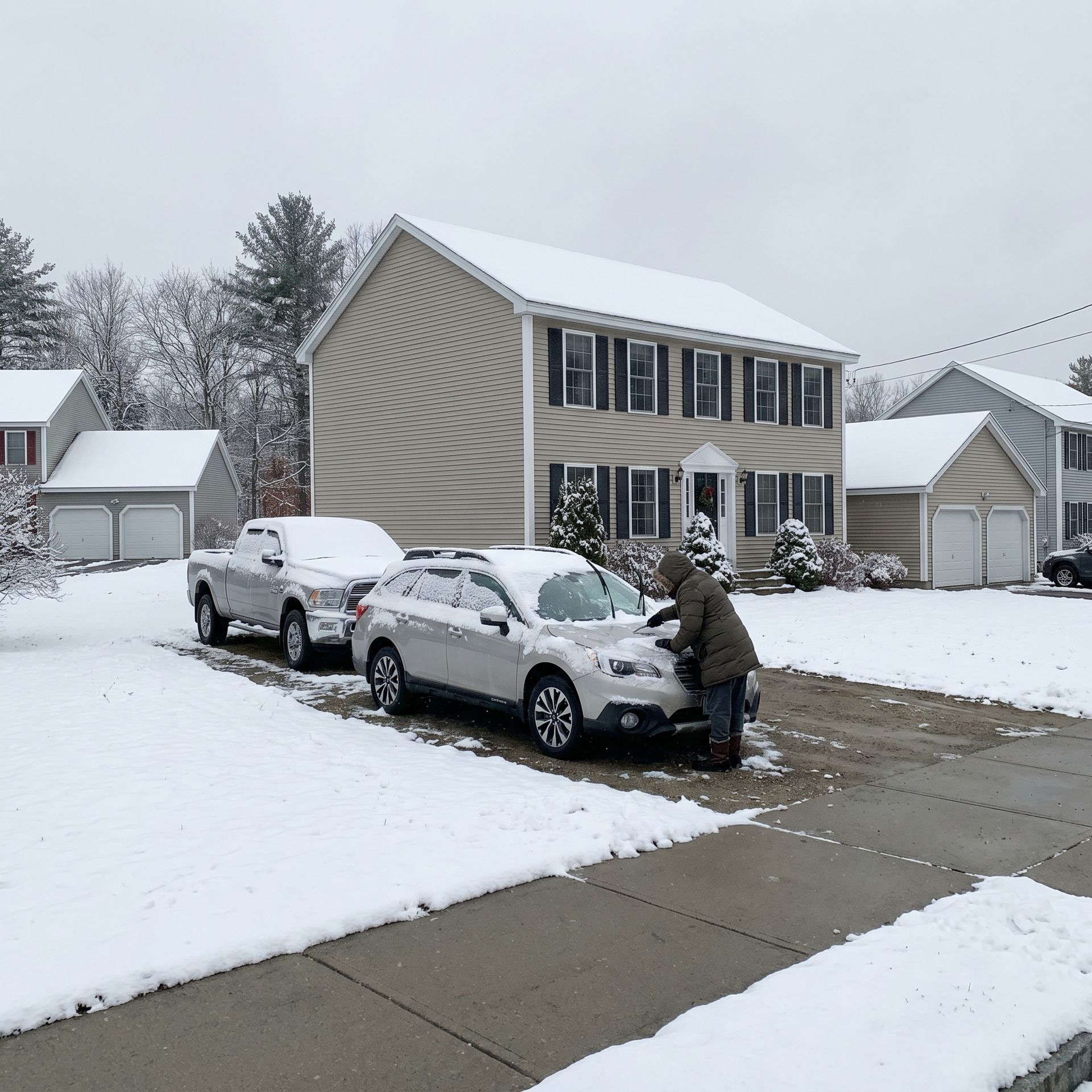 Gorham homeowner with cars parked outside all winter