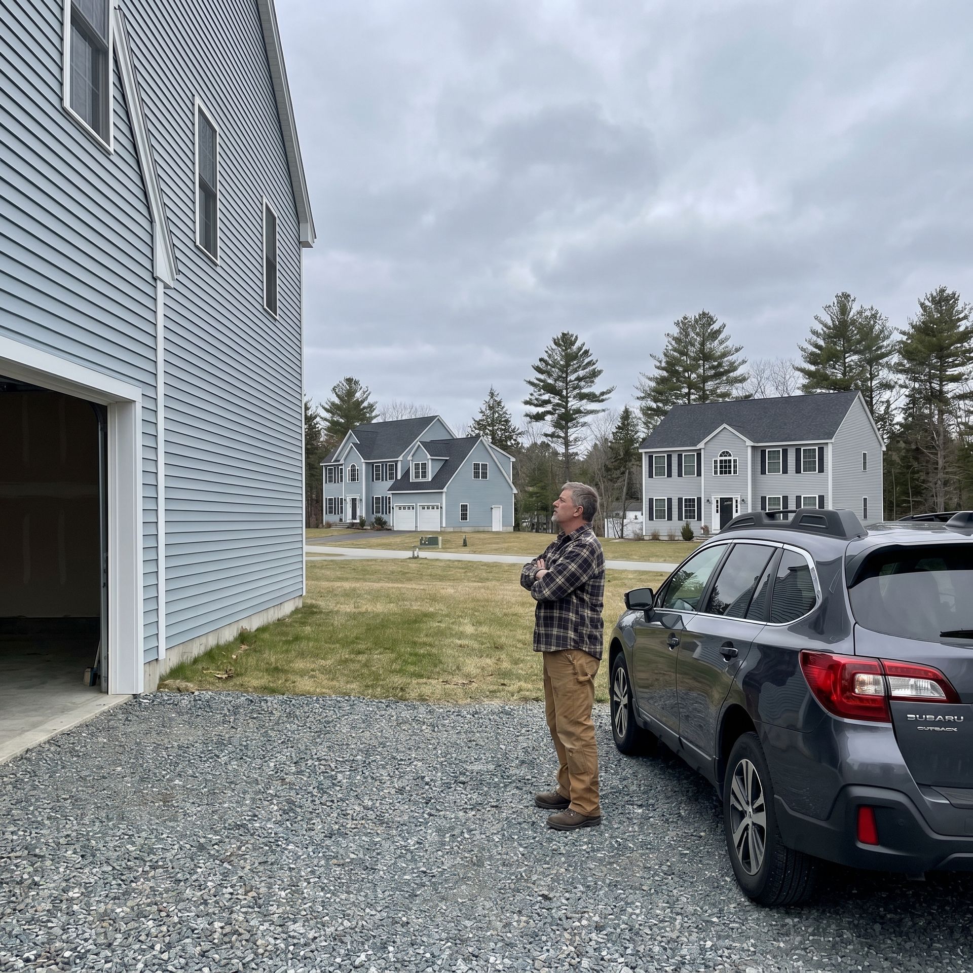 Gray homeowner without garage on new property Gray homeowner without garage on new property