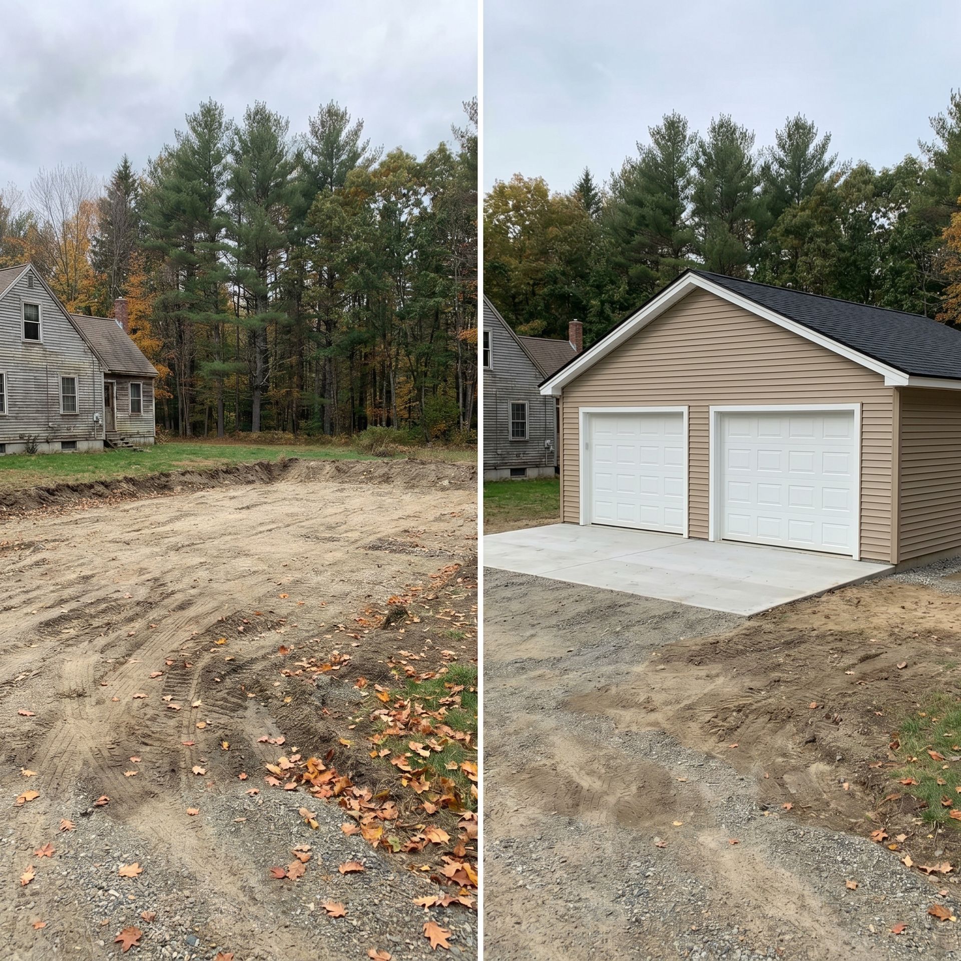 Before and after garage Lyman ME