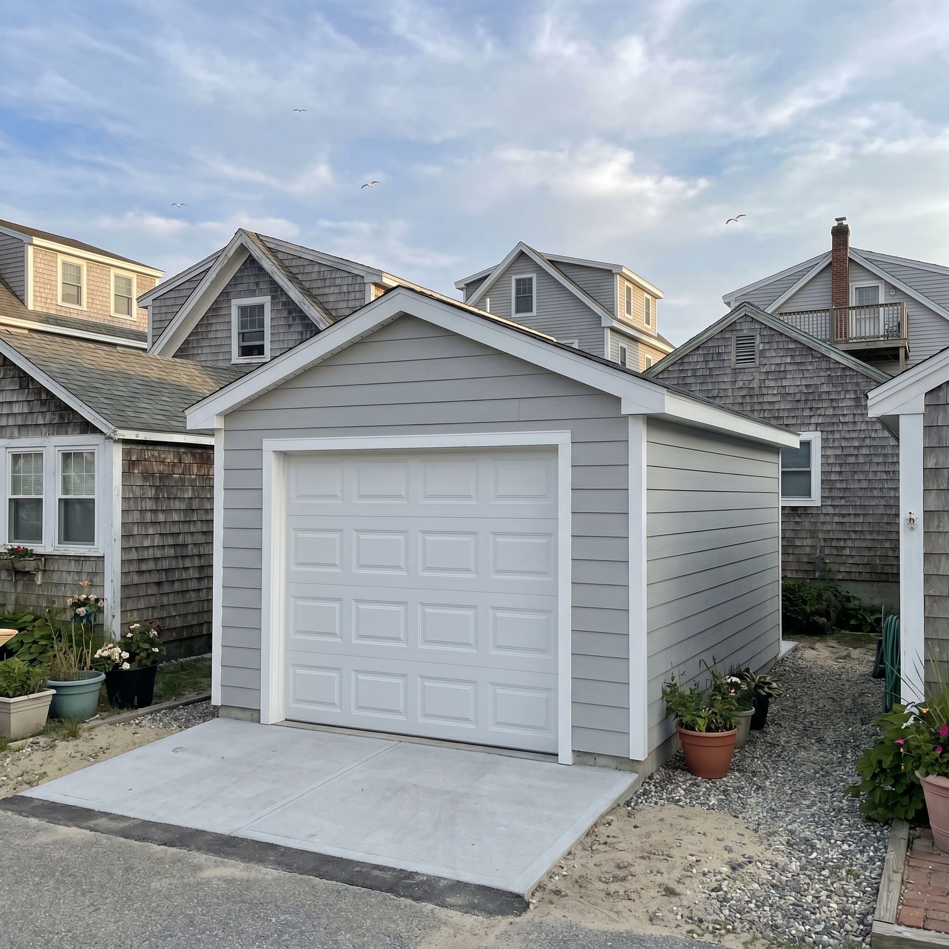 Finished coastal garage Old Orchard Beach ME Legacy Construction