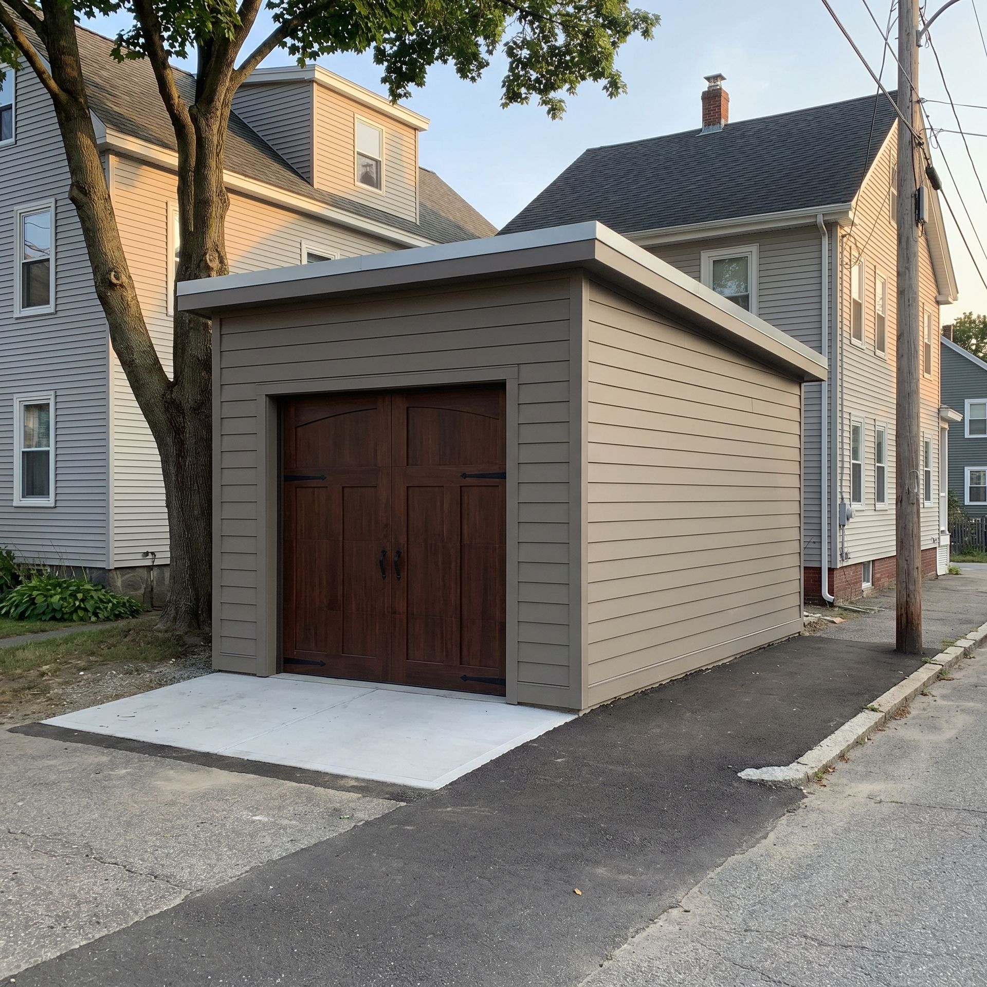 Finished urban garage South Portland ME Legacy Construction