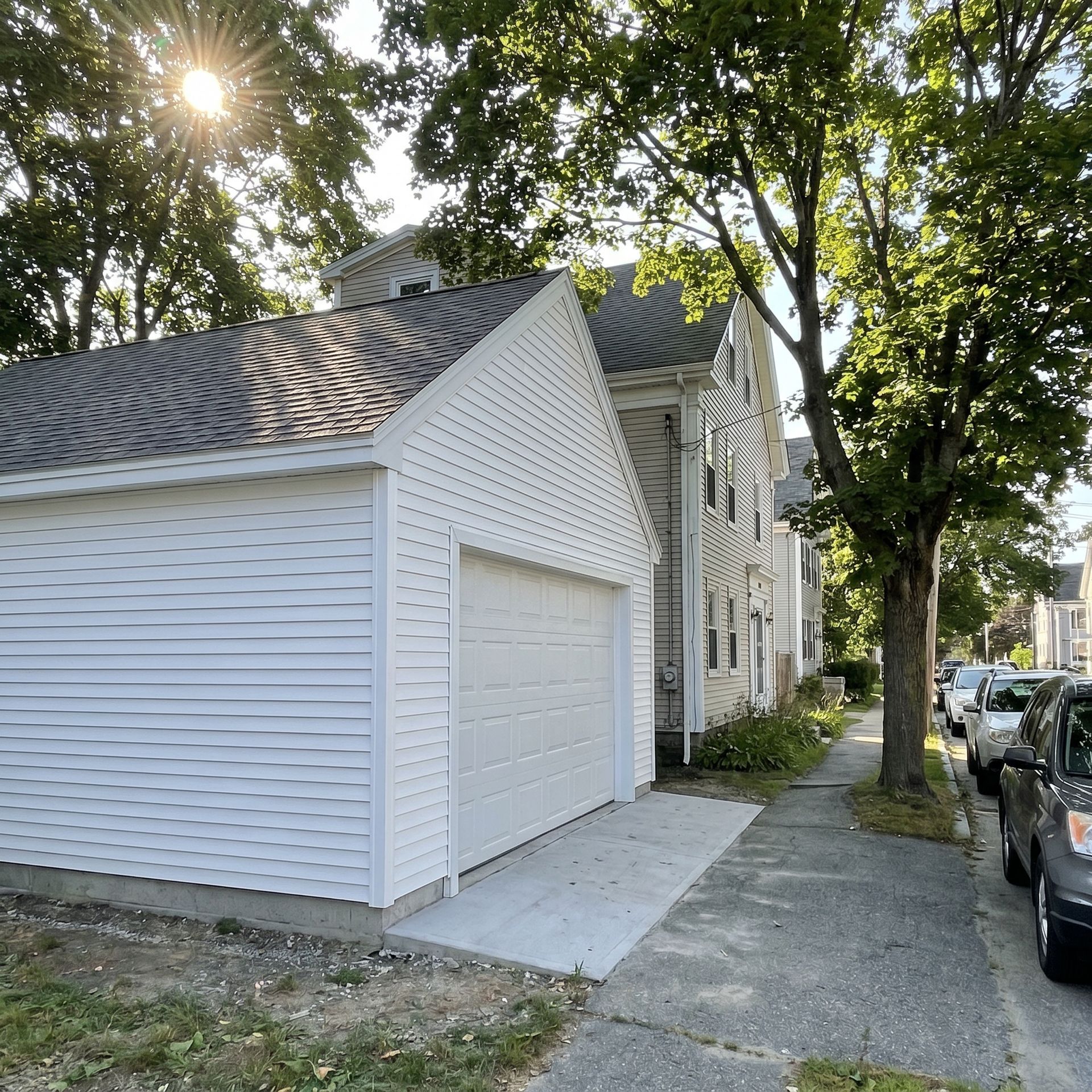 Finished attached garage Westbrook ME Legacy Construction