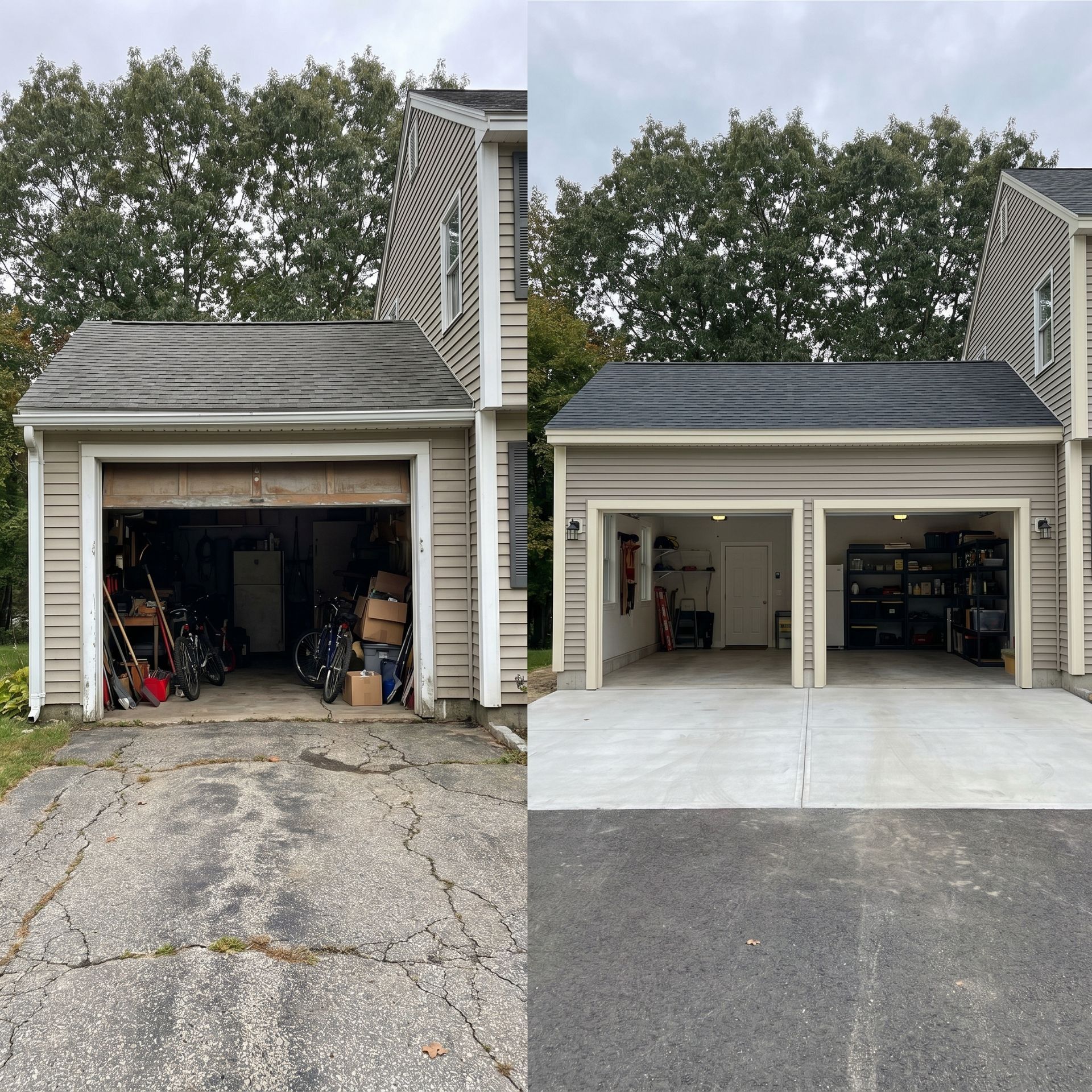 Before and after garage addition Cumberland ME