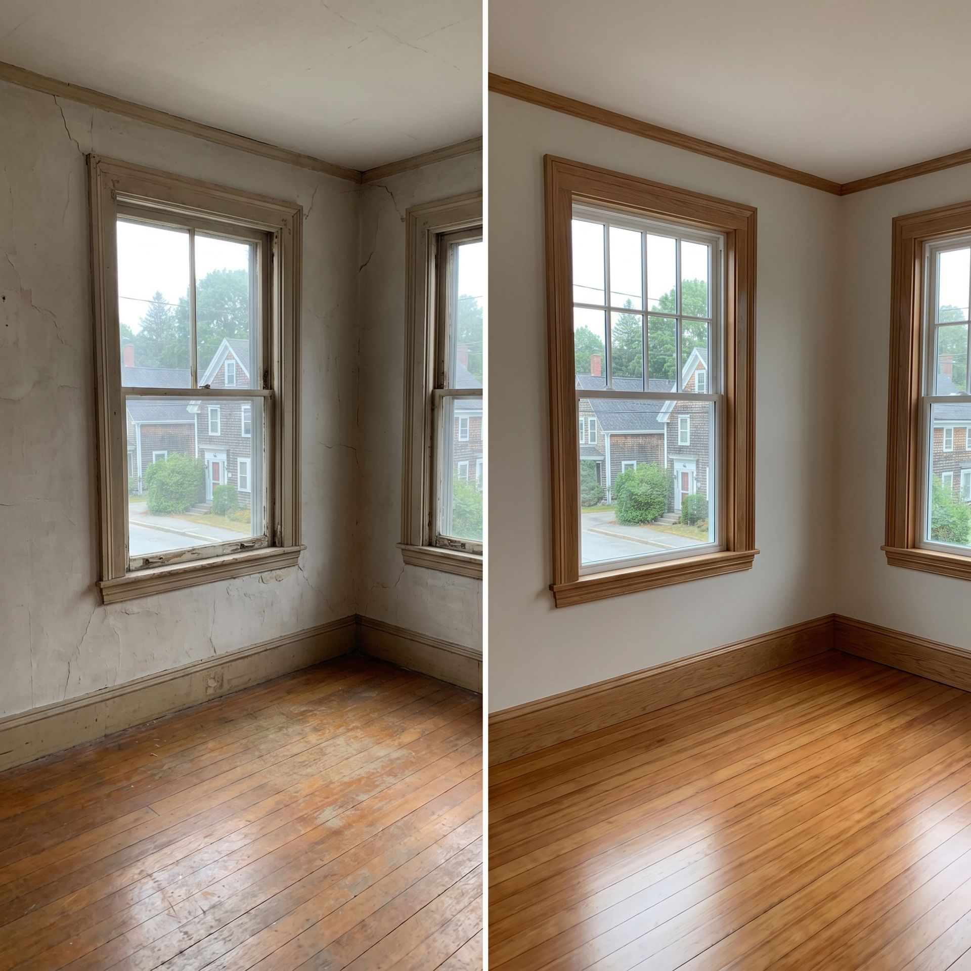 Before and after historic home renovation Kennebunk ME