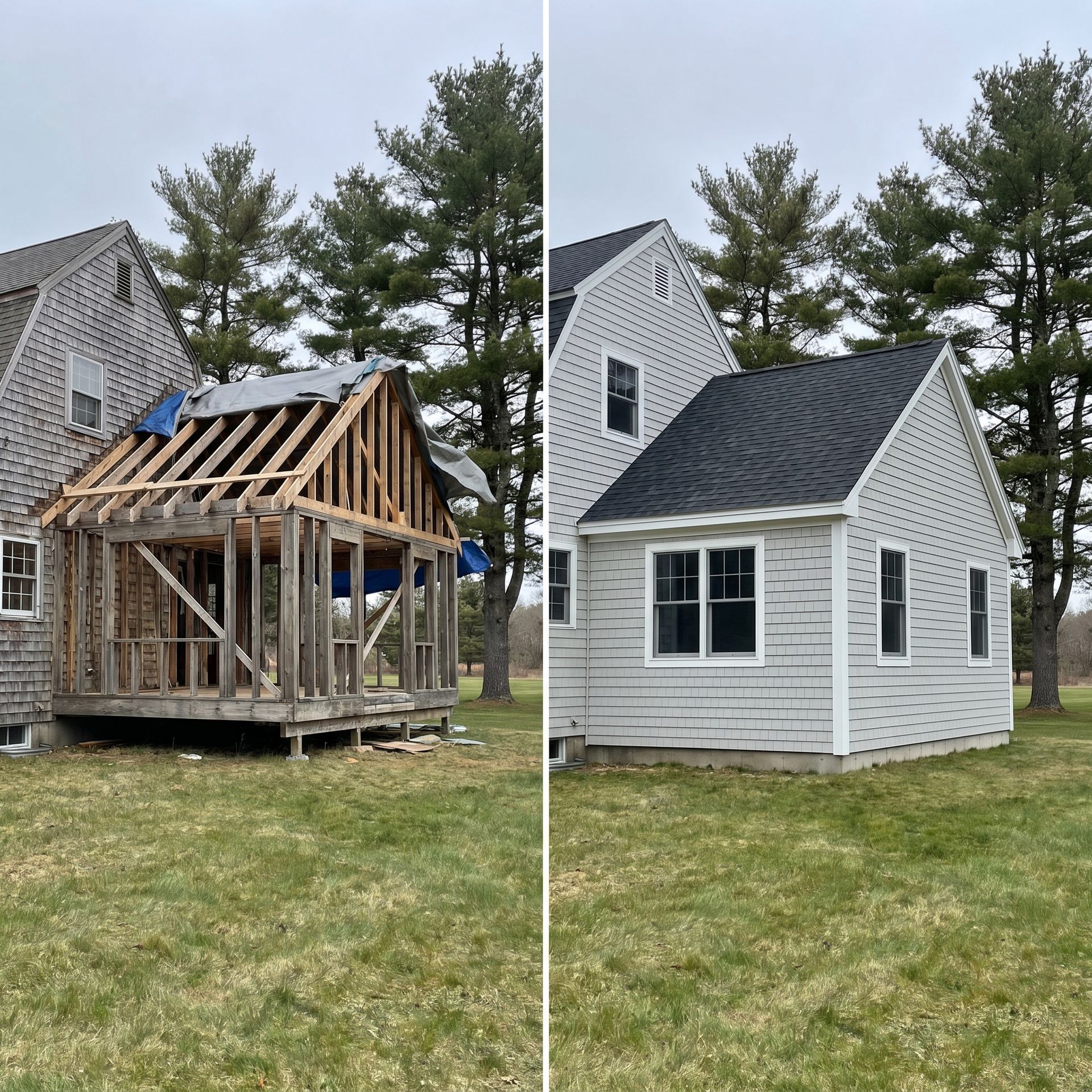 Before and after home addition Scarborough ME