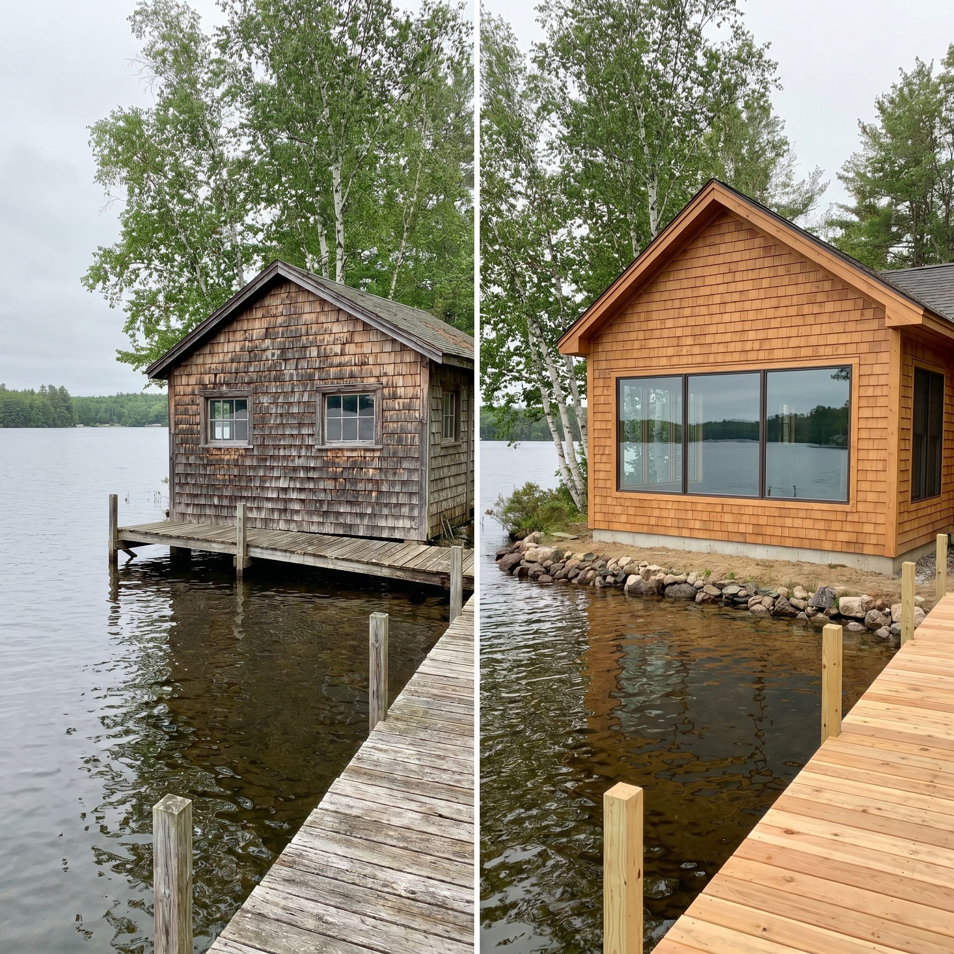 Before and after lakefront home Standish ME