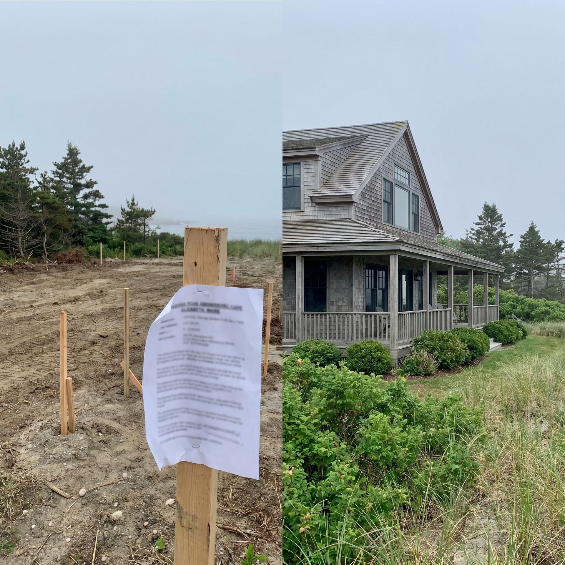 Before and after house plans coastal home Cape Elizabeth ME