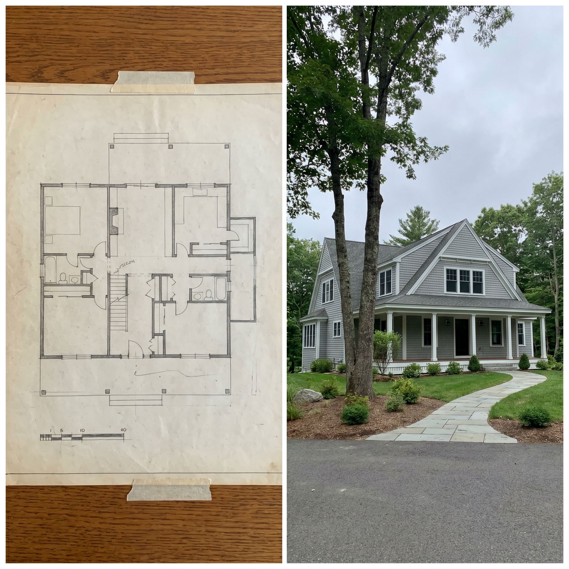 Before and after plans to historic-appropriate home Kennebunk ME Before and after plans to historic-appropriate home Kennebunk ME