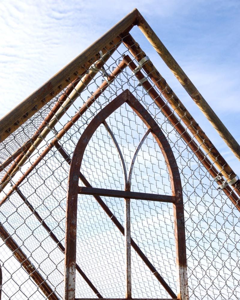 Detention Center public Art Sculpture Close-up of arch window