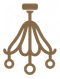 Brown chandelier icon with three hanging lights and circular bulbs