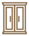 Brown double-door cabinet icon with two vertical handles on a white background