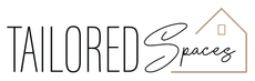 Tailed Spaces logo in black script with a tan house outline and small window icon