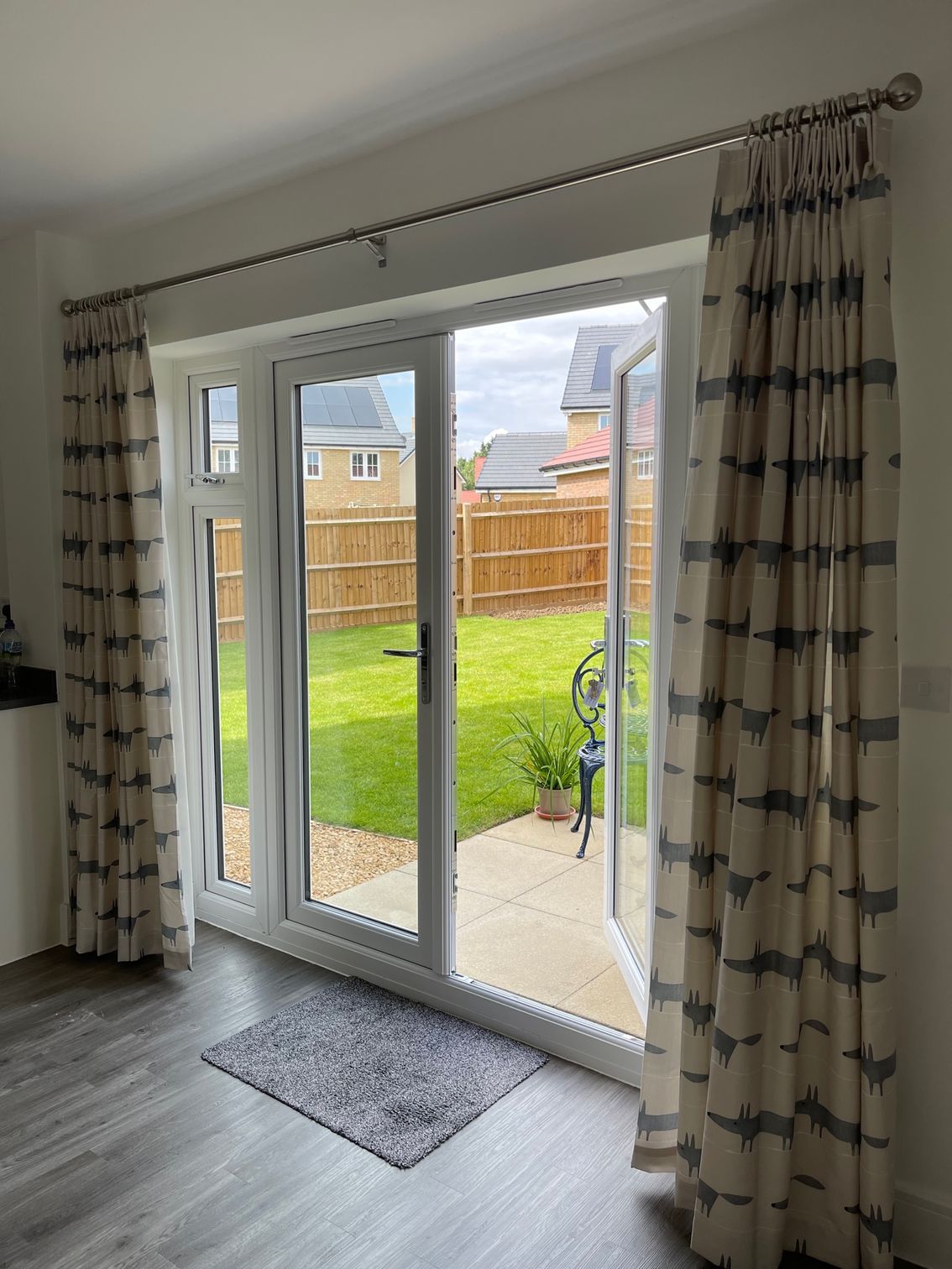 Patio Door Curtains custom made and fitted in  newbuild houses , Bedford and Milton Keynes 