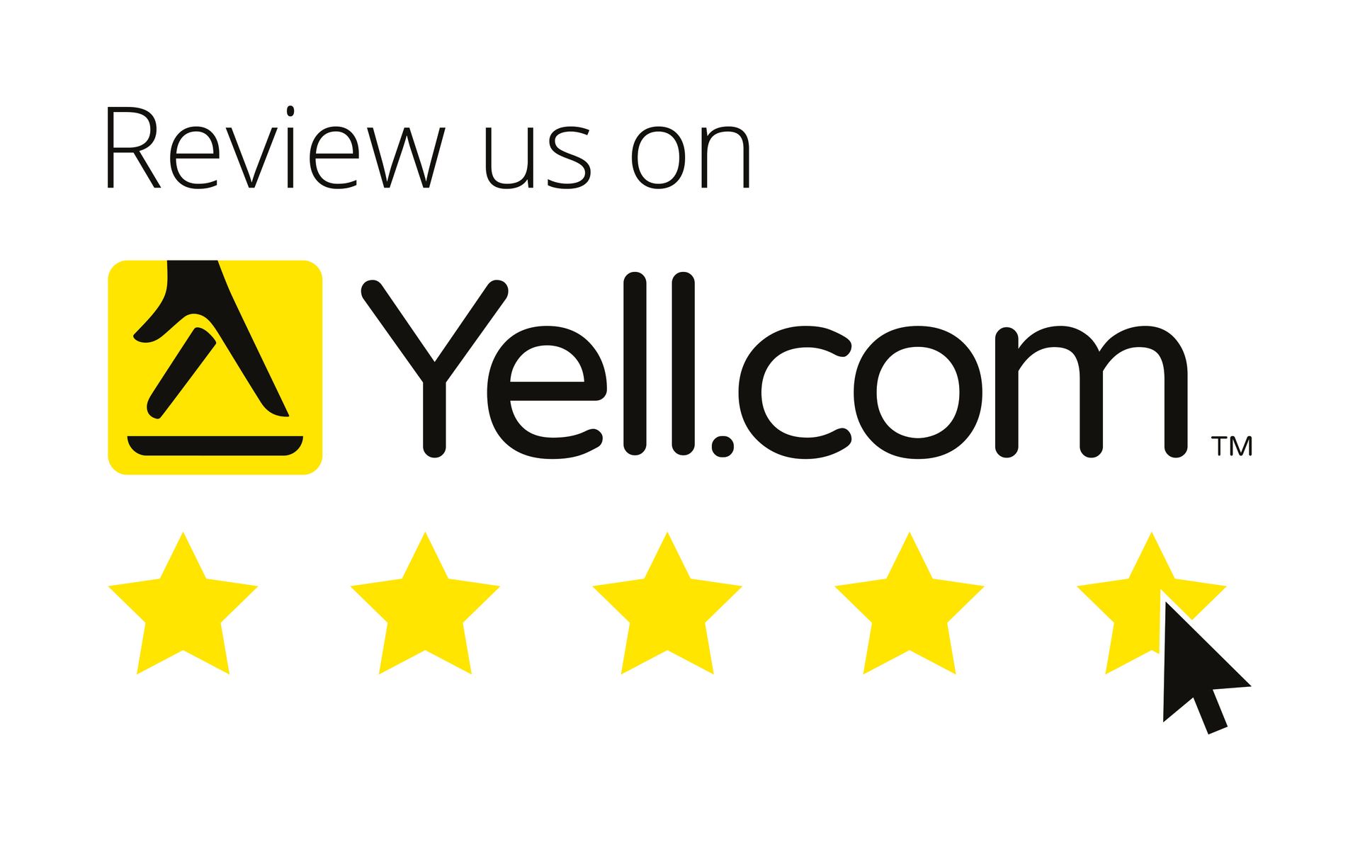A yell.com logo with five stars and a mouse pointer.