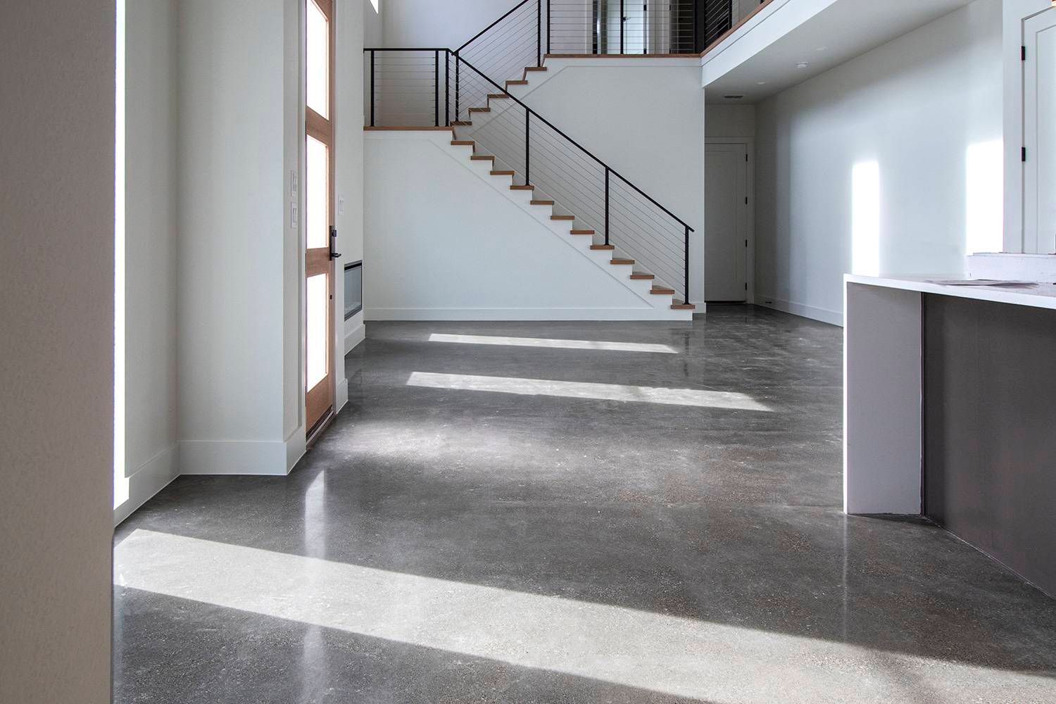 There is a staircase in the middle of the room.