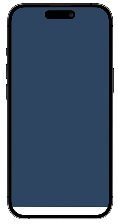 Smartphone with dark blue screen, black border, and notch at top.
