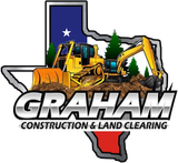 Graham Construction & Land Clearing logo with excavators over a Texas outline
