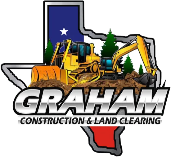 Graham Construction & Land Clearing logo with excavators over a Texas outline