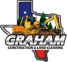 Graham Construction & Land Clearing logo with excavators over a Texas outline