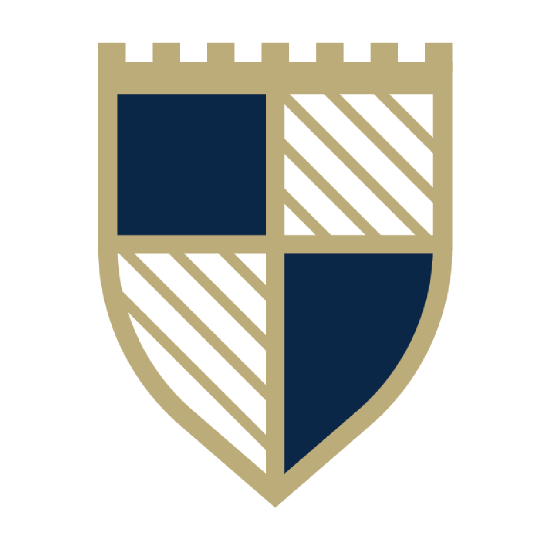 A shield with a crown and three leaves on it
