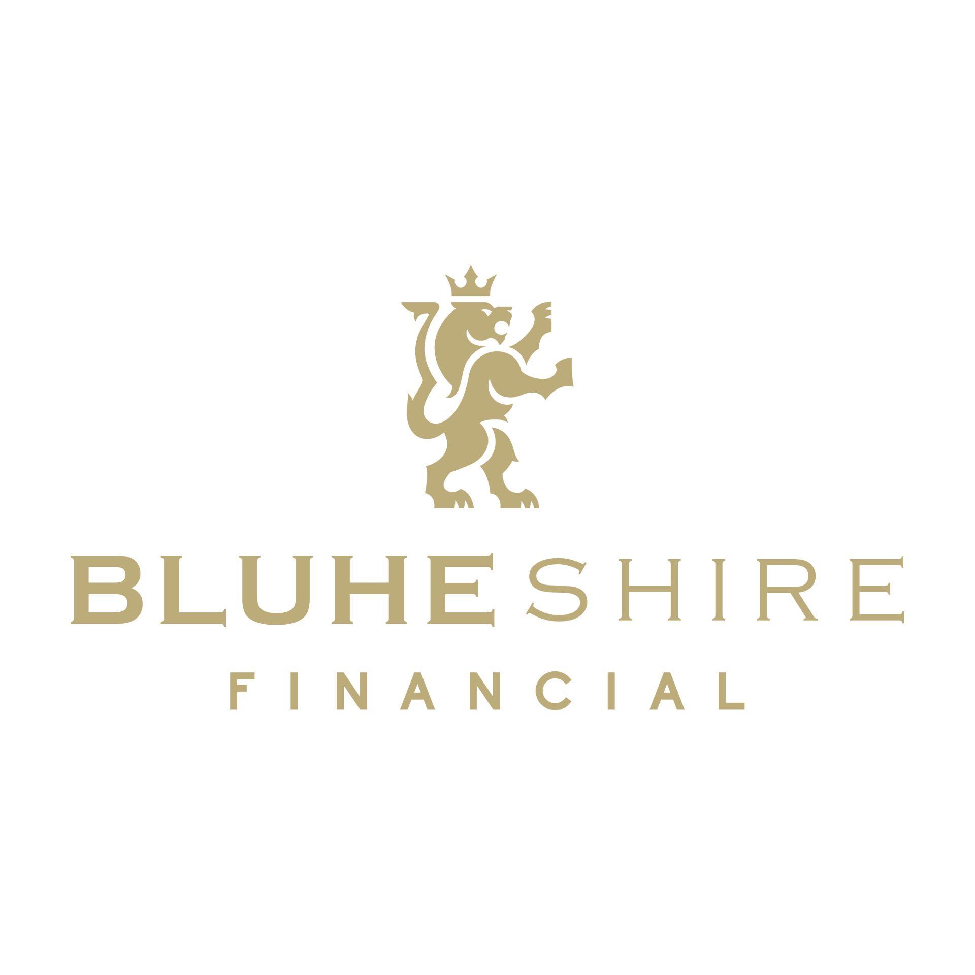 Gold lion logo with “BLUHESHIRE FINANCIAL” text on a white background