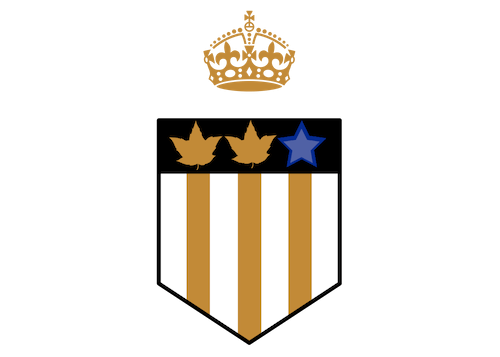 A shield with a crown and three stars on it