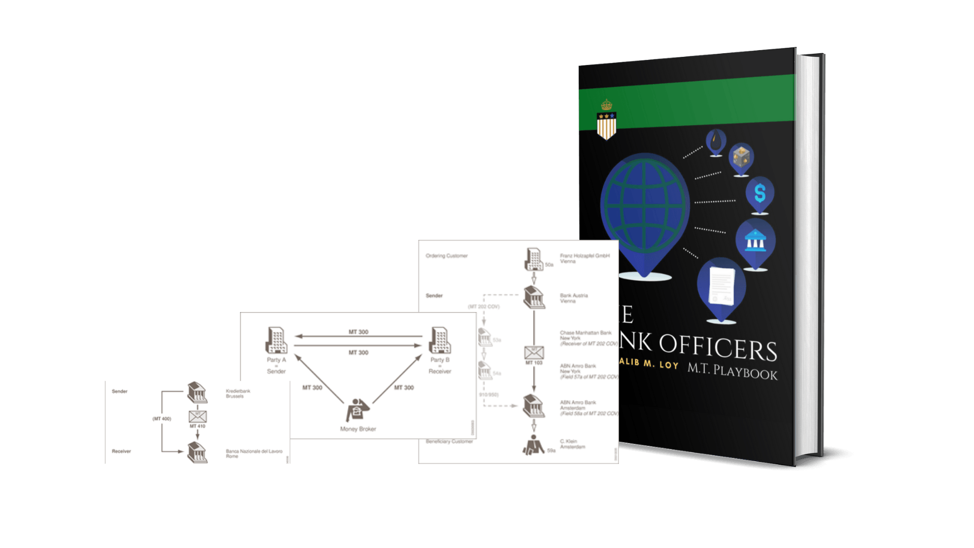 A book called bank officers is sitting on a table next to some papers.