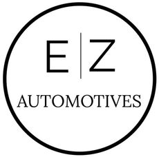EZ Automotives logo in a black circle with black text on a white background