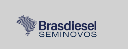 Logotipo da Bradiesel SEMINOVOS apresentando um mapa estilizado do Brasil em azul escuro 