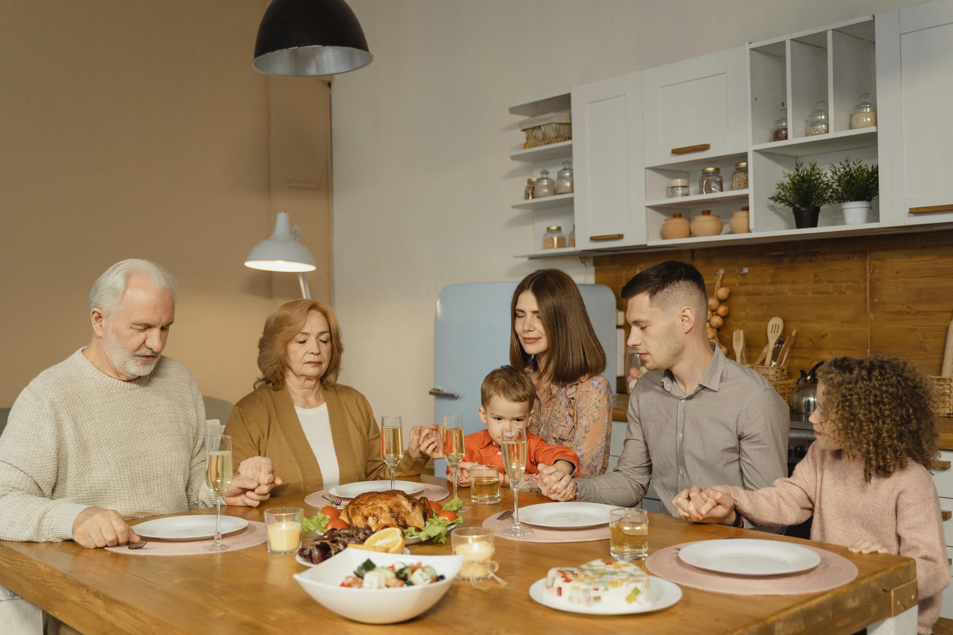 family eating dinner
