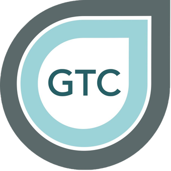 A teal and gray logo featuring the letters GTC inside a stylized water drop shape.