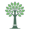 Green tree logo with a stylized trunk and leaves on a simple white background
