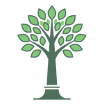 Green tree logo with a stylized trunk and leaves on a simple white background