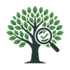 Green tree logo with magnifying glass and check mark, suggesting environmental inspection or verification