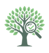 Green tree logo with a magnifying glass and check mark over the branches