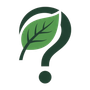 Green leaf forming a question mark icon on a white background