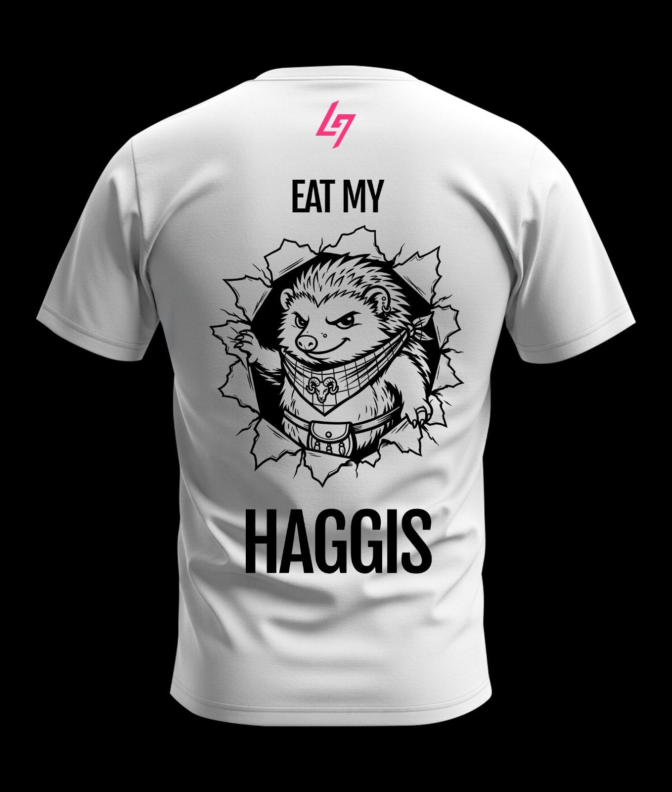 Eat My Haggis Black Outline T Shirt