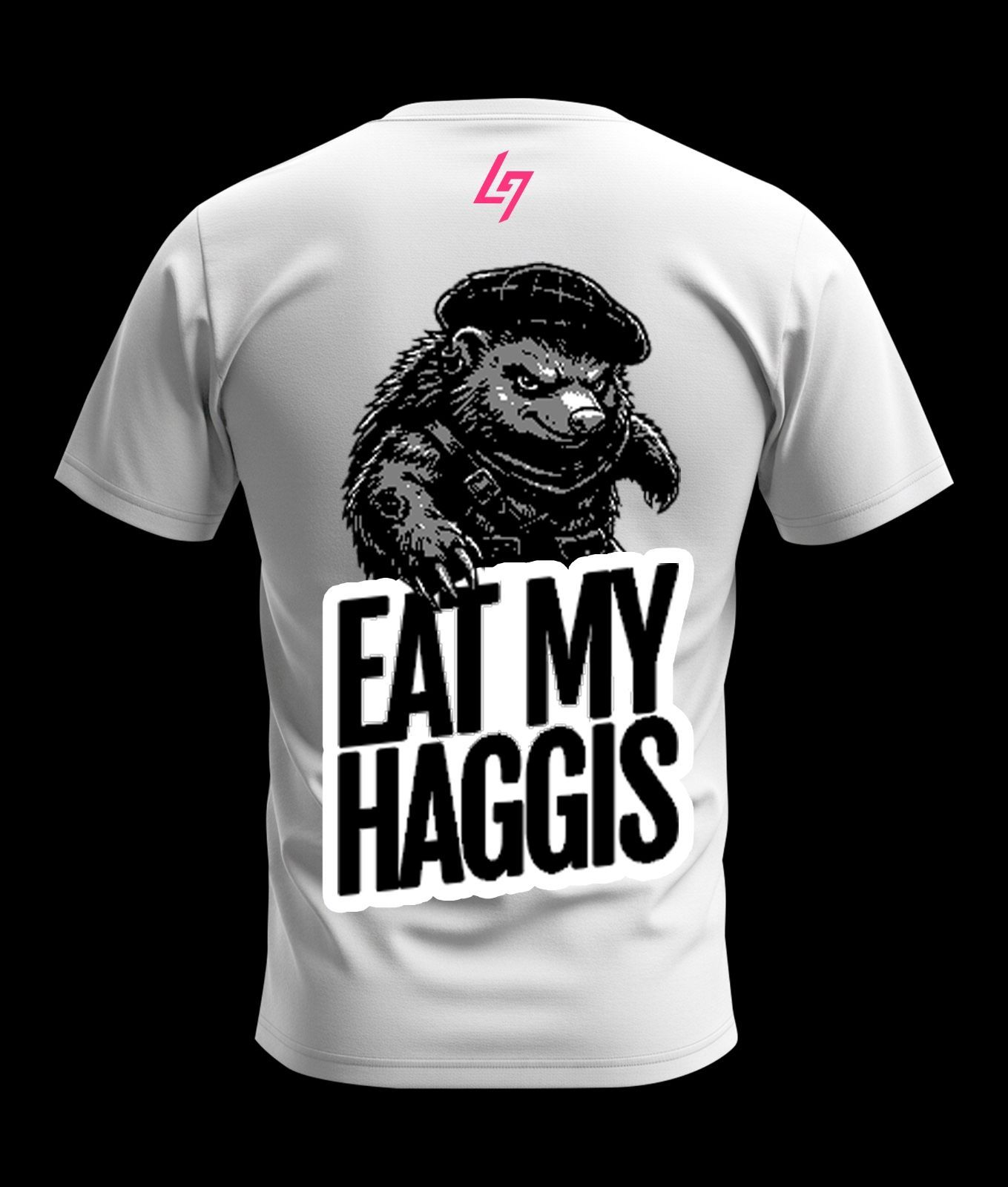 Eat My Haggis Black and White Full Print T Shirt