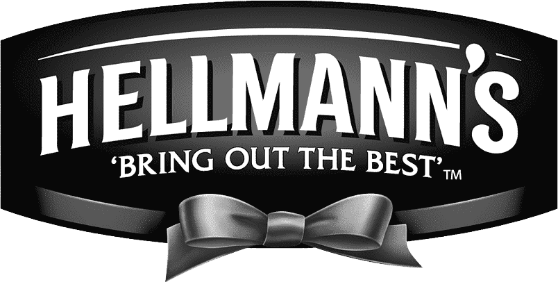 A black and white logo for hellmann 's bring out the best
