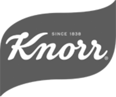 A black and white knorr logo on a white background