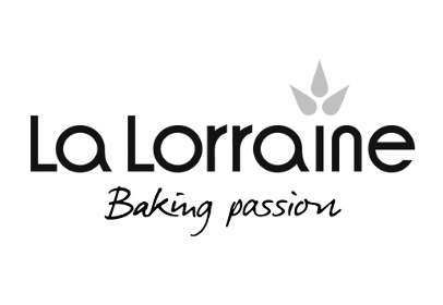 A black and white logo for la lorraine baking passion