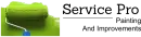 A paint roller applies green paint. The text "Service Pro Painting And Improvements".