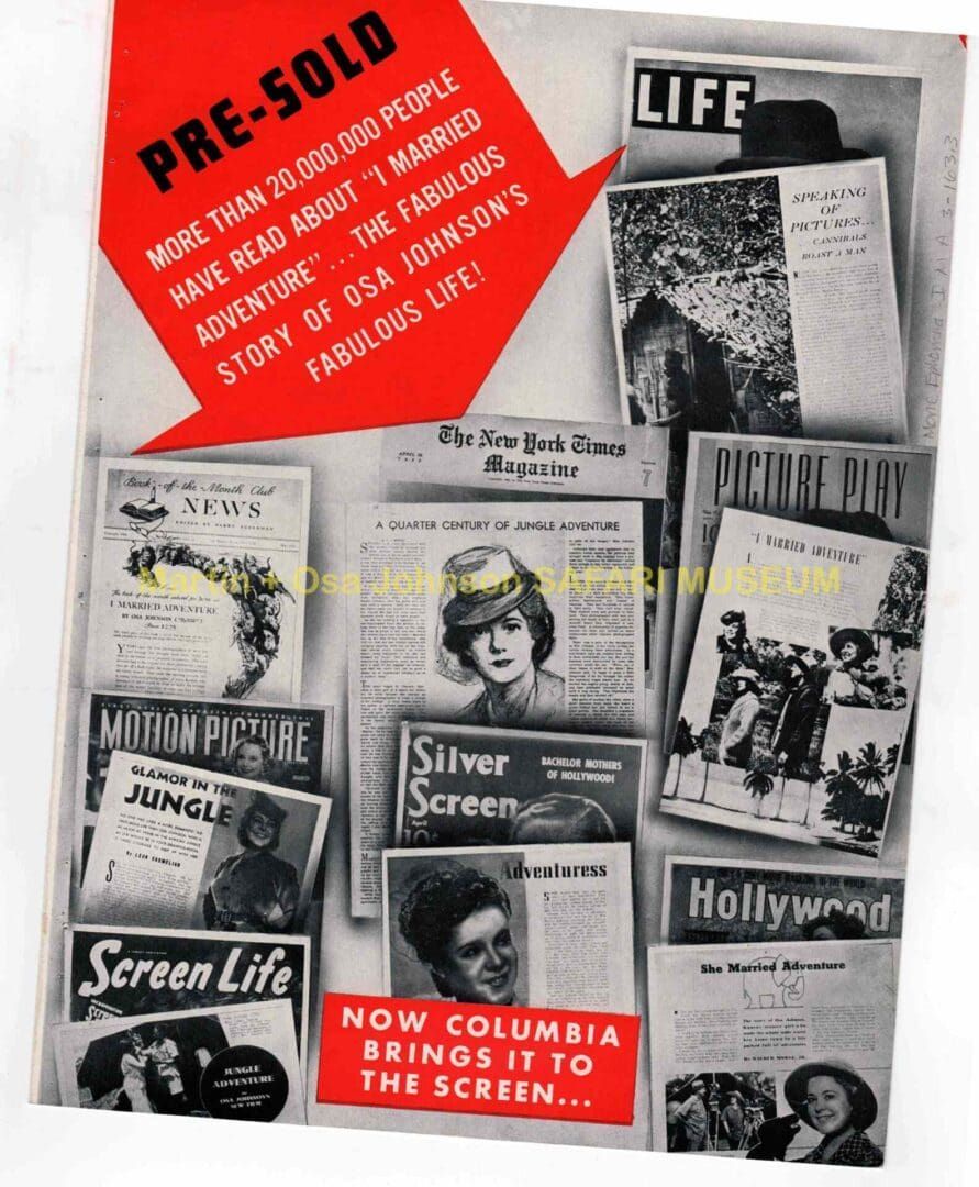 A montage of magazine covers and press clippings promoting