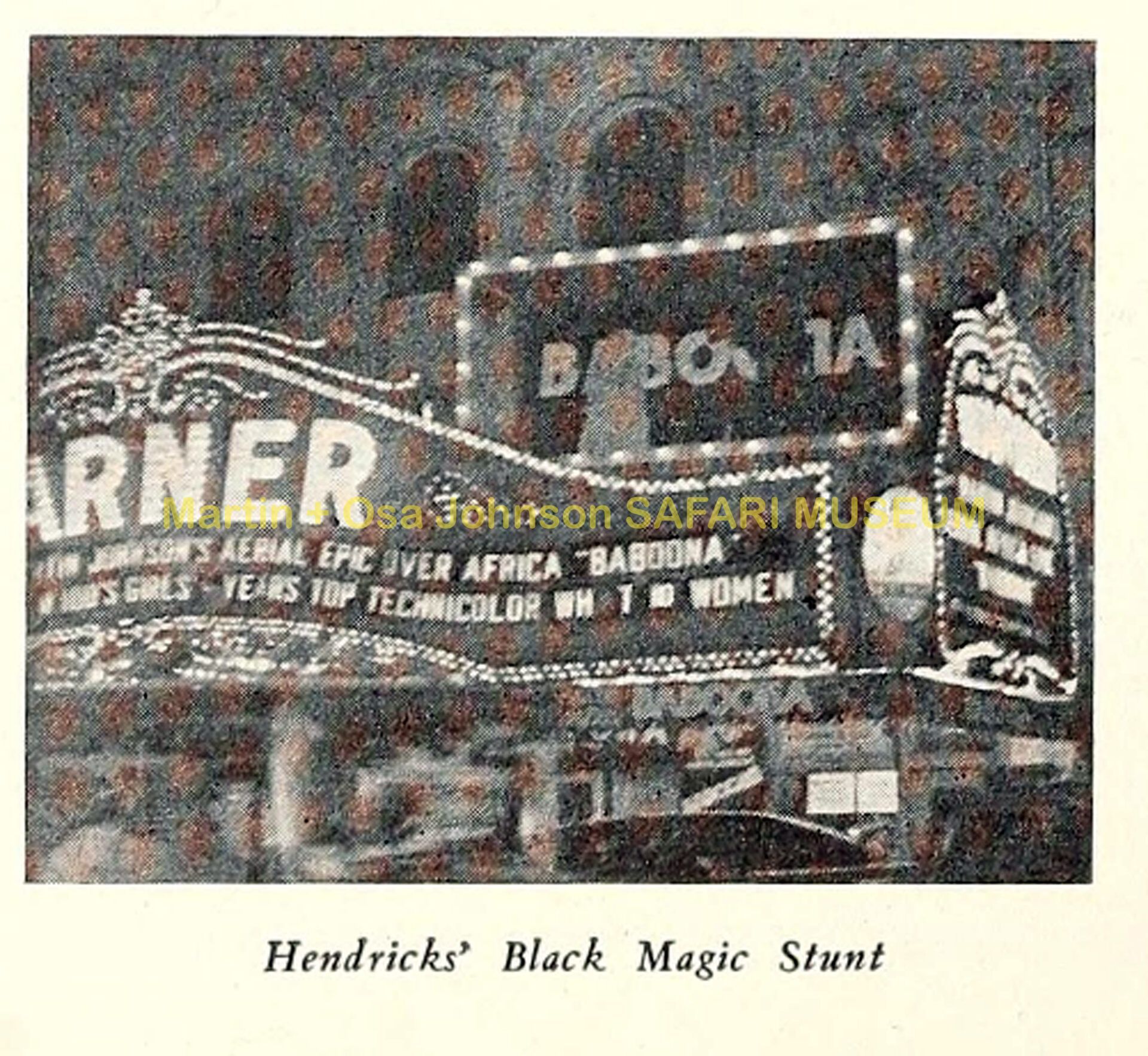 A theater marquee advertises the Martin Johnson film