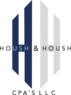 Logo for Housh & Housh CPA's LLC featuring a stylized dark blue and light gray letter H icon above the company name.