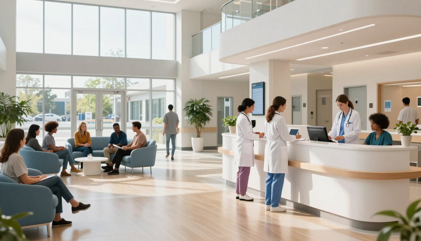 Interior de um hospital moderno e tecnológico